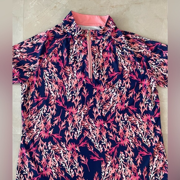 Coral Bay Golf Shirt Size XL Multi Colored 
Short Sleeve 1/4 Zip Up to Neck - Picture 1 of 7